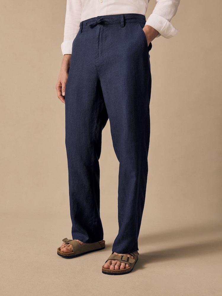 Azul marino - Corte amplio - Pantalones chinos de lino 100 % Signature - Imagen 1 de 11 Azul marino - Corte amplio - Pantalones chinos de lino 100 % Signature - Imagen 1 de 11