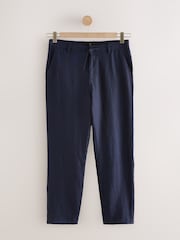 Navy Relaxed Fit 100% Linen Signature Chino Trousers - Image 7 of 9