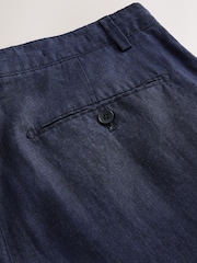 Navy Relaxed Fit 100% Linen Signature Chino Trousers - Image 9 of 9