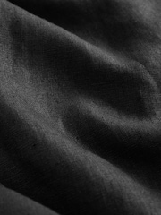 Black Regular Tapered Fit 100% Linen Signature Elasticated Waist Drawstring Trousers - Image 12 of 12