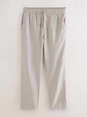 Piedra - Ajuste tapered regular - Pantalones de lino 100 % con cordón elástico - Imagen 8 de 11