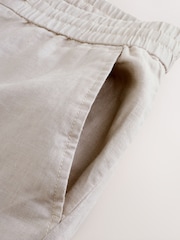 Piedra - Ajuste tapered regular - Pantalones de lino 100 % con cordón elástico - Imagen 9 de 11