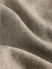 Neutral - Regular Tapered Fit - 100% Linen Signature Elasticated Waist Drawstring Trousers - Image 10 of 13