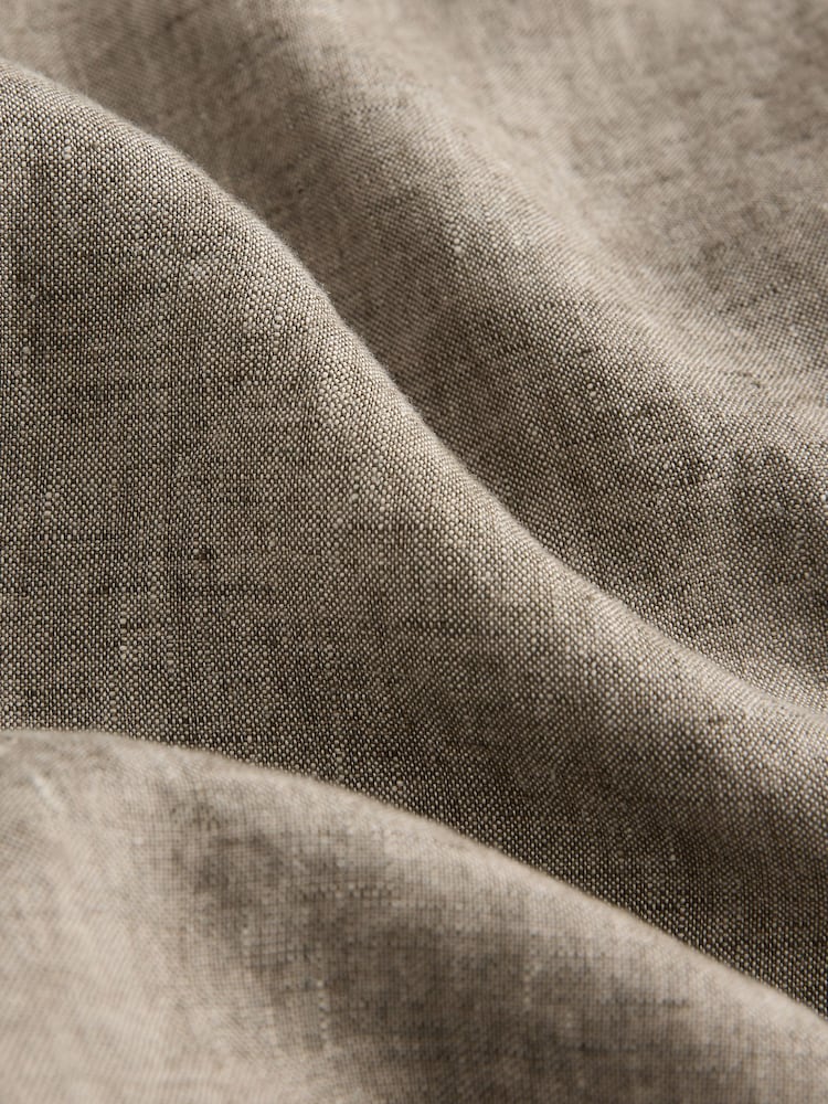 Neutral Regular Tapered Fit 100% Linen Signature Elasticated Waist Drawstring Trousers - Image 10 of 13