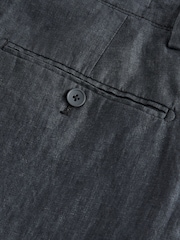 Charcoal Grey Relaxed Fit 100% Linen Signature Chino Trousers - Image 4 of 4