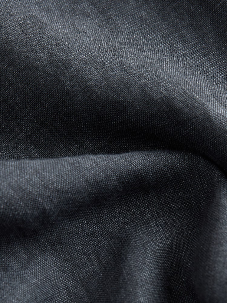 Charcoal Grey Relaxed Fit 100% Linen Signature Chino Trousers - Image 9 of 11