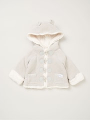 siva - Rock-A-Bye Baby Boutique 100% Cotton True Knit Cardigan with Sherpa Lining - Slika 2 iz 3