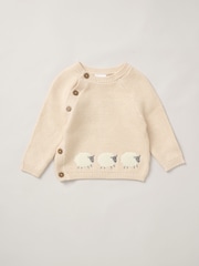 Rock-A-Bye Baby Boutique Natural Sheep True Knit 100% Cotton Cardigan And Footed Trousers Outfit Set - Image 3 of 5