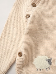 Rock-A-Bye Baby Boutique Natural Sheep True Knit 100% Cotton Cardigan And Footed Trousers Outfit Set - Image 5 of 5