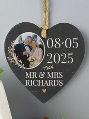 Personalised Hanging Slate Heart Decoration Ornament by PMC - Image 1 of 3