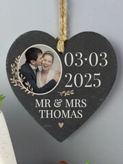 Personalised Hanging Slate Heart Decoration Ornament by PMC - Image 2 of 3