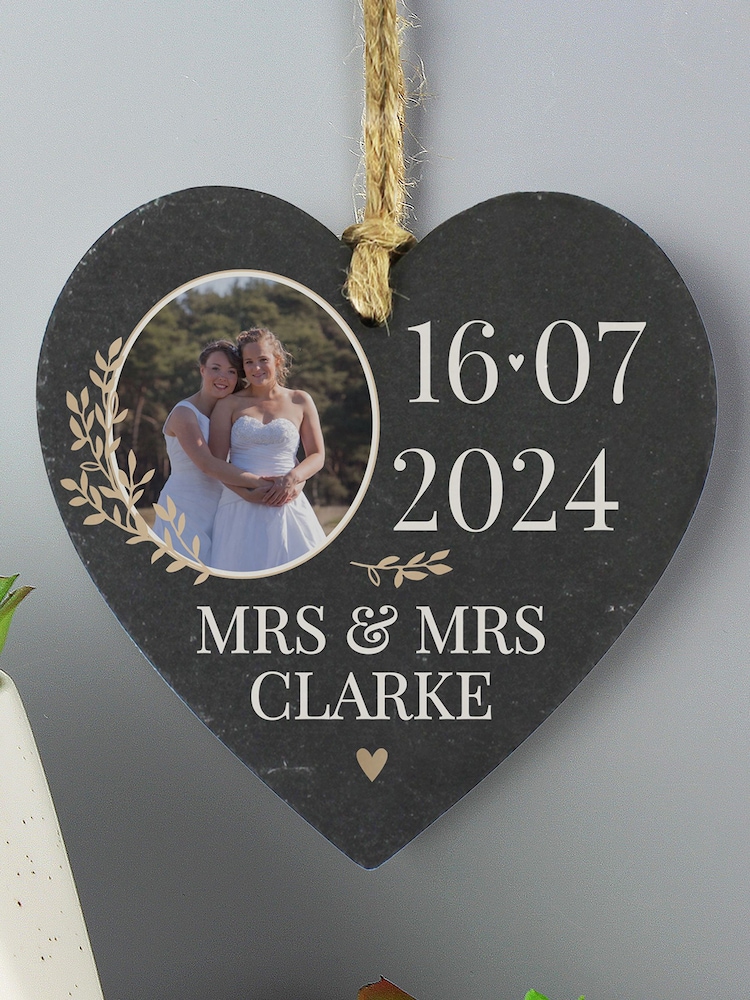 Personalised Hanging Slate Heart Decoration Ornament by PMC - Image 3 of 3