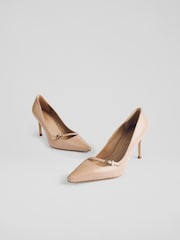 LK Bennett Natural Larna Trench Fine Strap Buckle Court Shoes - Image 3 of 4