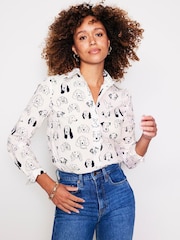 Boden Cream Petite Florrie Short Sleeve 100% Cotton Shirt - Image 1 of 5