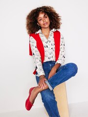 Boden Cream Petite Florrie Short Sleeve 100% Cotton Shirt - Image 3 of 5