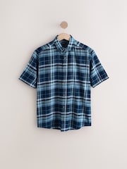 Navy 100% Cotton Short Sleeves Checks Shirt - Image 1 of 3