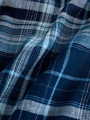 Navy 100% Cotton Short Sleeves Checks Shirt - Image 2 of 3