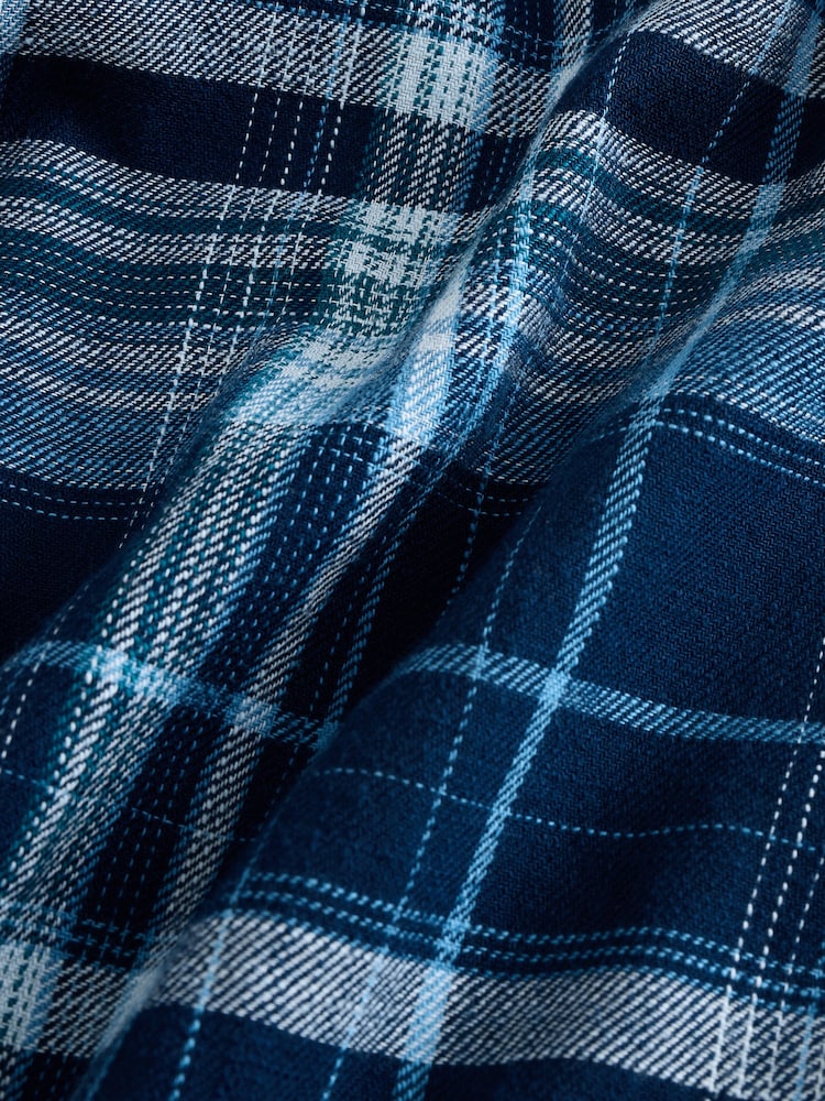 Navy 100% Cotton Short Sleeves Checks Shirt - Image 2 of 3