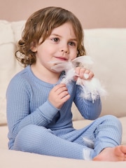 MORI Blue Cotton and Bamboo Super Soft Waffle Pyjama Set - Image 2 of 5