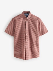 Rust Brown 100% Cotton Floral Print Short Sleeves Shirt - Image 1 of 1