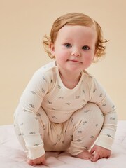MORI Cream pyjama en coton et bambou imprimé floral - Image 1 of 4