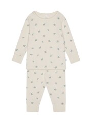MORI Cream pyjama en coton et bambou imprimé floral - Image 3 of 4