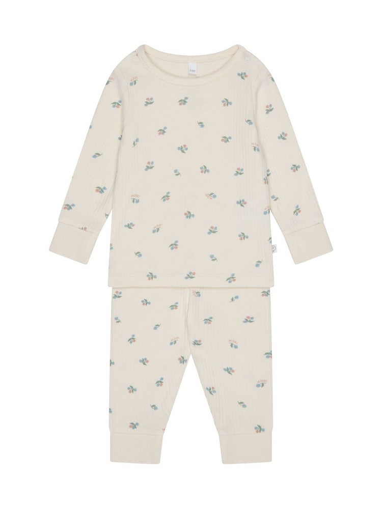 MORI Cream pyjama en coton et bambou imprimé floral - Image 3 of 4