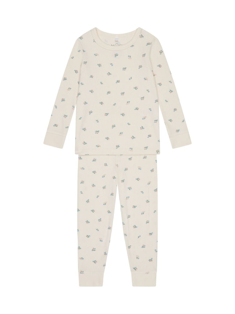 MORI Cream pyjama en coton et bambou imprimé floral - Image 4 of 4