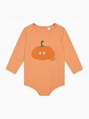 MORI Orange Halloween Pumpkin Cotton and Bamboo Bodysuit - Image 3 of 4