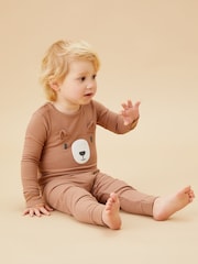 MORI Organic Cotton & Bamboo Bear Face Pyjama Set - Image 1 of 5