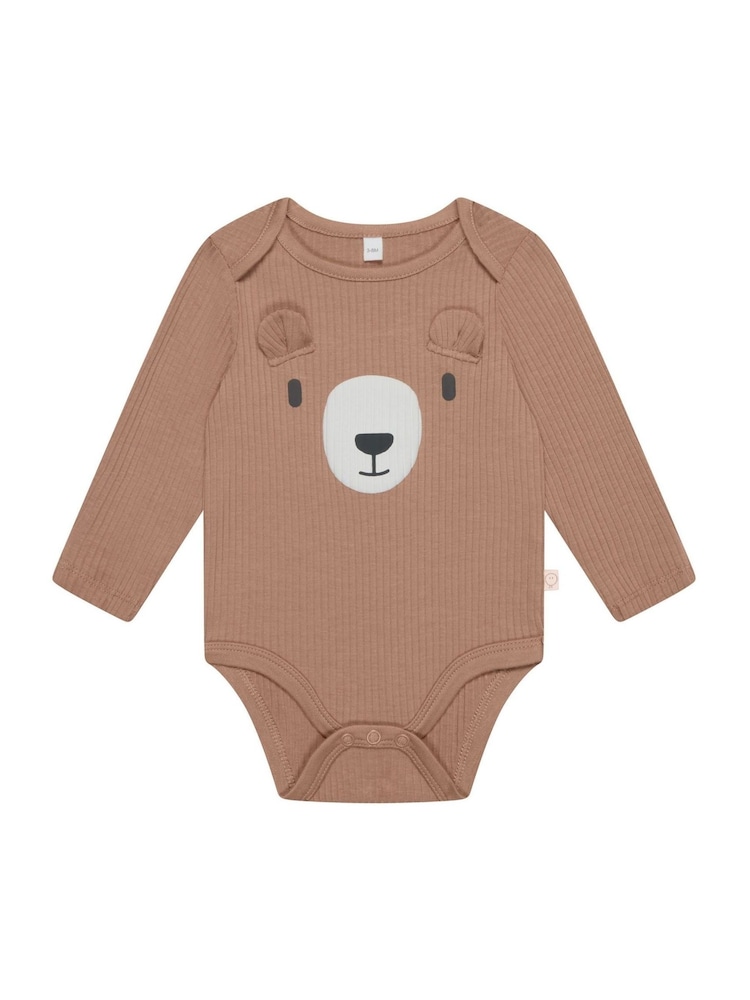 MORI Brown Organic Cotton & Bamboo Zip Up Bodysuit - Bear - Image 1 of 2
