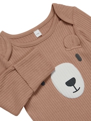 MORI Brown Organic Cotton & Bamboo Zip Up Bodysuit - Bear - Image 2 of 2