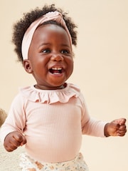 MORI Pink Organic Cotton and Bamboo Long Sleeve Bodysuit - Image 1 of 4