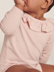 MORI Pink Organic Cotton and Bamboo Long Sleeve Bodysuit - Image 2 of 4