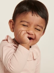 MORI Pink Organic Cotton and Bamboo Long Sleeve Bodysuit - Image 3 of 4
