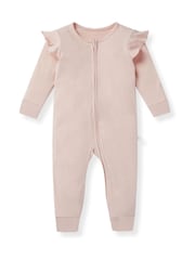 MORI Blush Pink  Cotton & Bamboo Long Sleeve Sleepsuit - Image 3 of 6