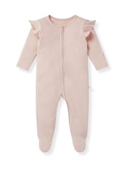 MORI Blush Pink  Cotton & Bamboo Long Sleeve Sleepsuit - Image 4 of 6