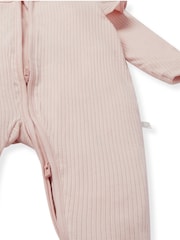 MORI Blush Pink  Cotton & Bamboo Long Sleeve Sleepsuit - Image 6 of 6