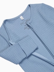 Azul - Pijama de algodón y bambú en tela waffle de color crudo con cremallera de MORI - Imagen 5 de 6