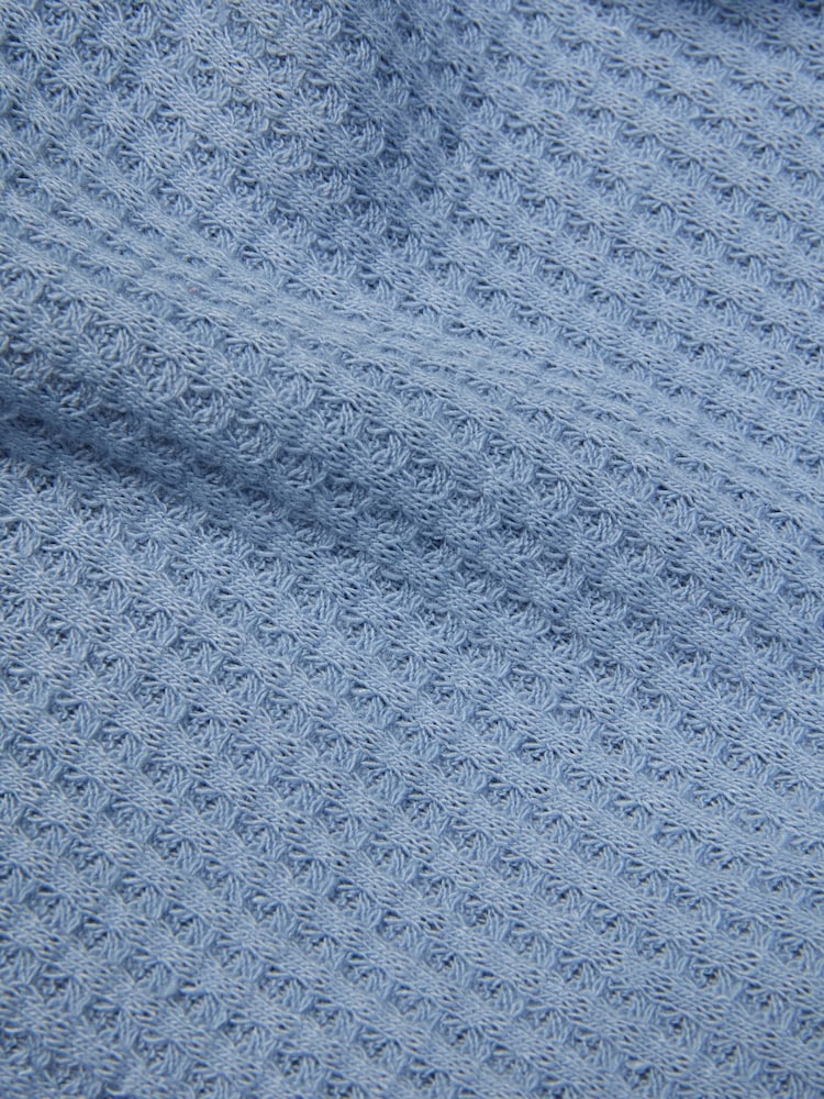 Azul - Pijama de algodón y bambú en tela waffle de color crudo con cremallera de MORI - Imagen 6 de 6