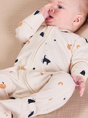 MORI Cream Halloween Organic Cotton and Bamboo Zip-Up Sleepsuit - Image 1 of 6