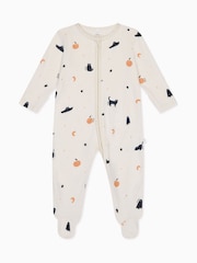 MORI Cream Halloween Organic Cotton and Bamboo Zip-Up Sleepsuit - Image 3 of 6