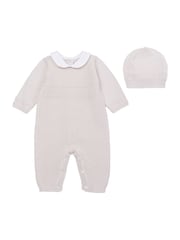 Emile et Rose Knitted Brown 100% Cotton All-In-One with Textured Design & Winter Hat - Image 2 of 6