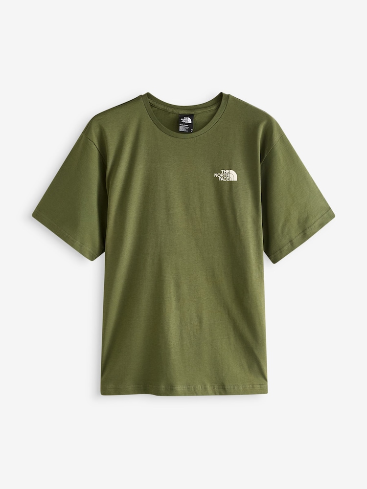 Зеленый хаки - The North Face Moutain Sketch Back Print Relaxed 100% Cotton T-Shirt - Изображение 5 из 5