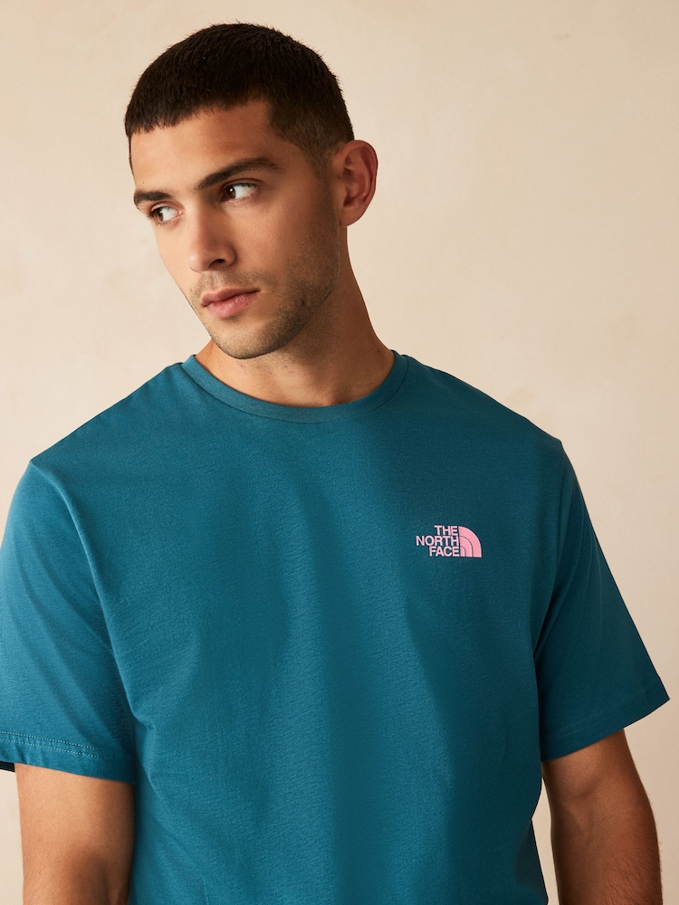 The North Face Blue Mens Back Print Relaxed 100% Cotton T-Shirt - Image 4 of 4