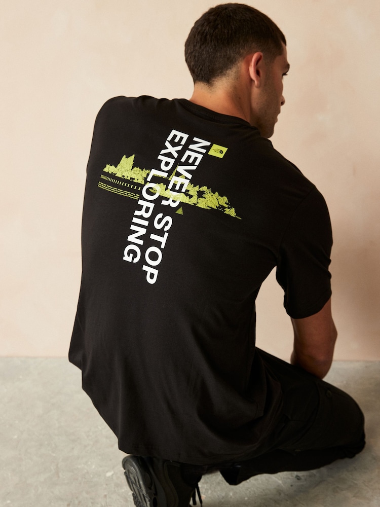 The North Face Black Digital Mountain Back Print 100% Cotton T-Shirt - Image 1 of 4