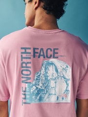 The North Face Pink Mens Back Print Relaxed 100% Cotton T-Shirt - Image 6 of 7