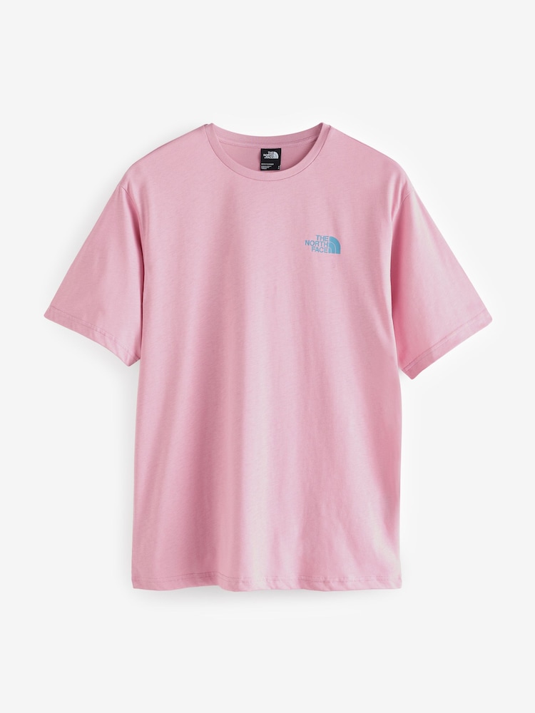 The North Face Pink Mens Back Print Relaxed 100% Cotton T-Shirt - Image 7 of 7