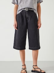 Hush Black Lya Cropped Denim Bermuda 100% Cotton Shorts - Image 2 of 5