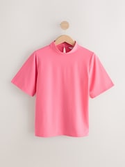 Pink High Neck Short Sleeves T-Shirt - Image 1 of 1